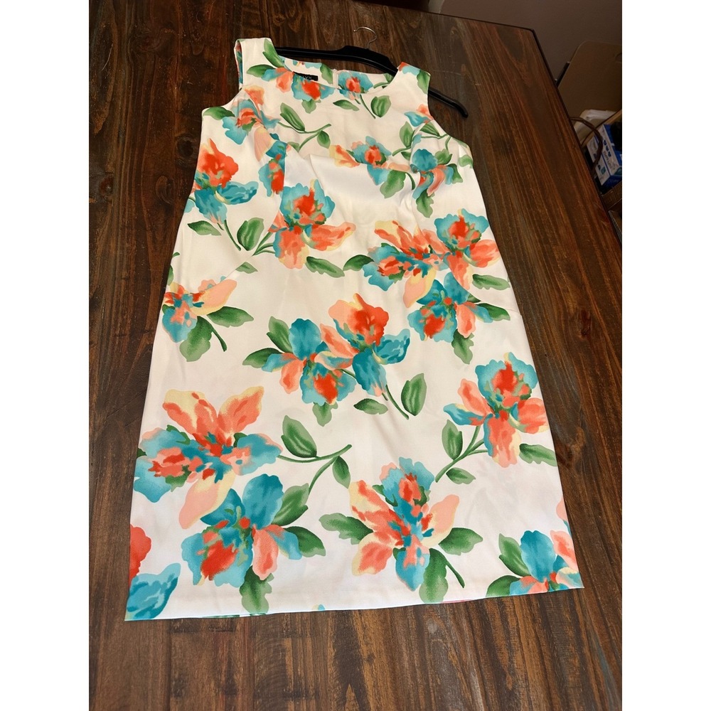 ALYX Floral Dress Sleeveless Woman's Size 14W White Tropical Flowers - Picture 2 of 6